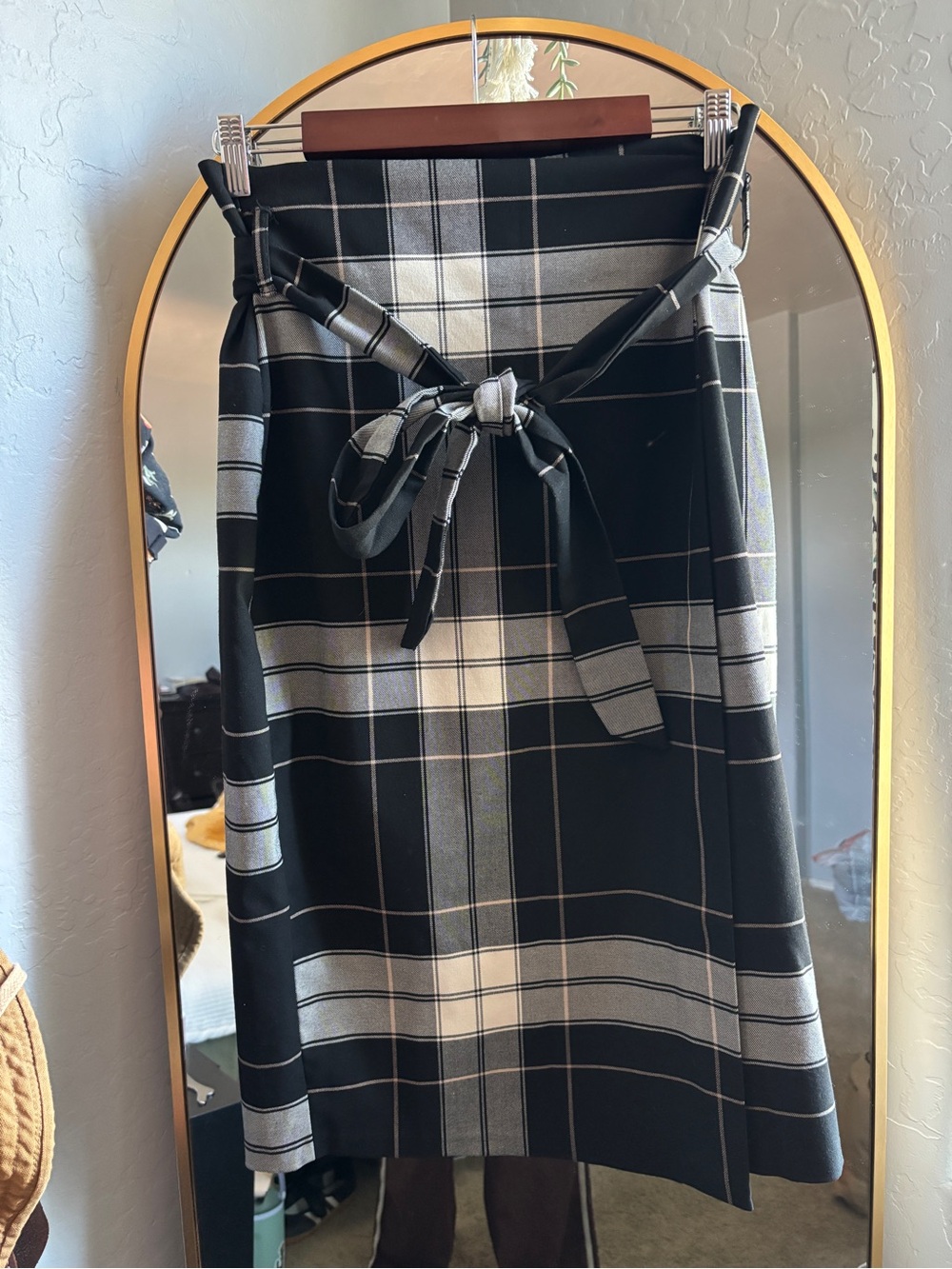 H&M plaid wrap pencil skirt